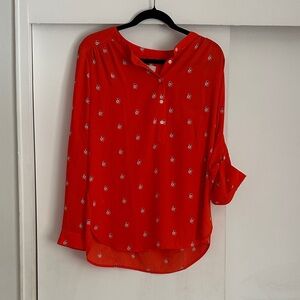 LOFT Orange Blouse with Button Accents